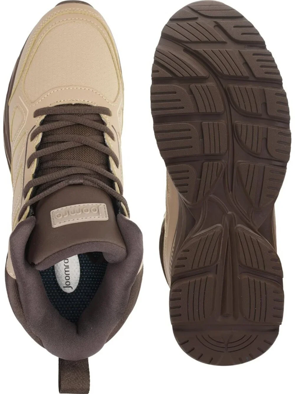 Joomra Mens Khaki Brown Rubber Leather High Top Athletic Inspire Lace Up Sneaker